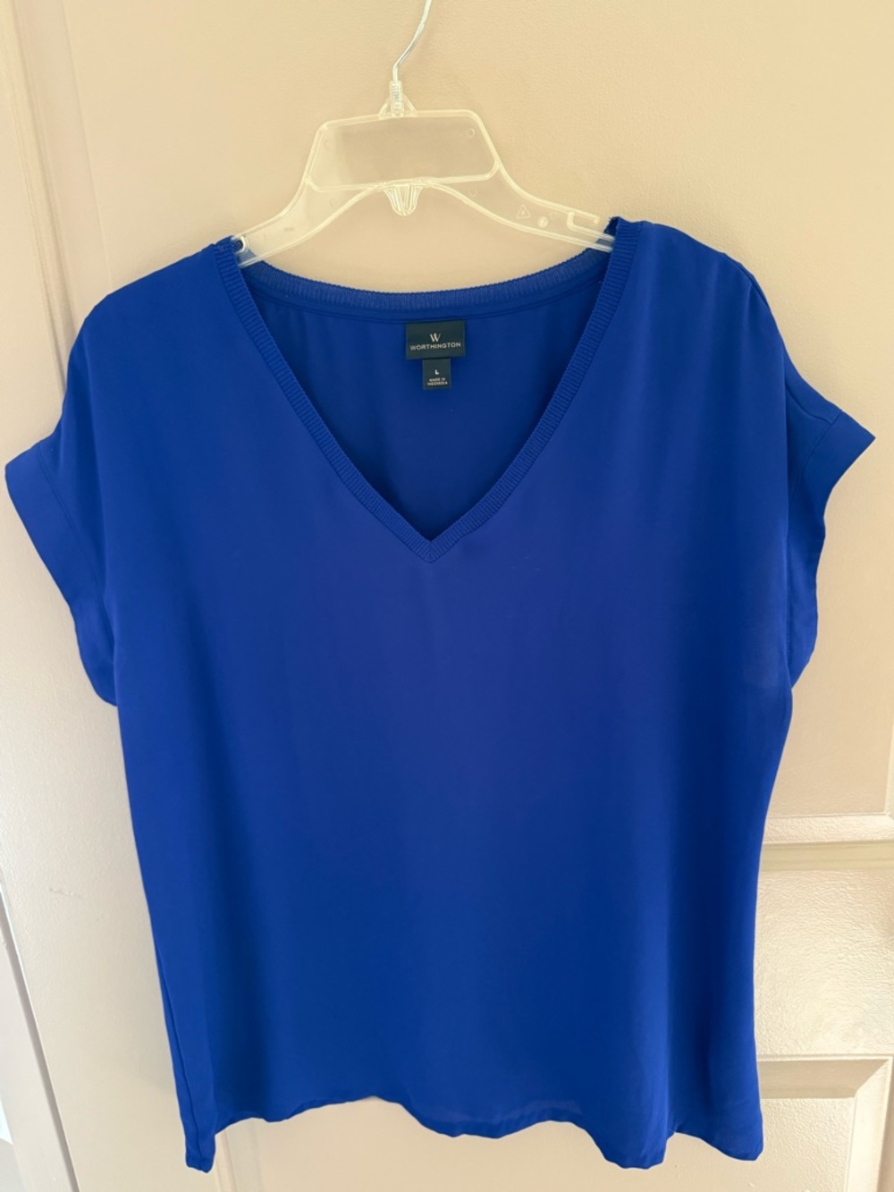 Worthington V-Neck Short Sleeve Blouse
